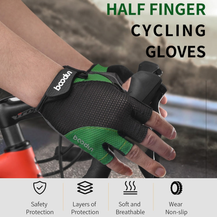 BOODUN 1408 4D Silicone Shock Absorbing Half Finger Breathable Bicycle Outdoor Riding Gloves