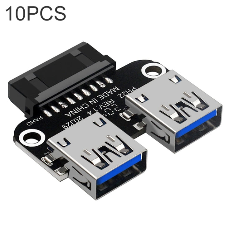 10 PCS 19/20Pin to Dual USB 3.0 Adapter Converter