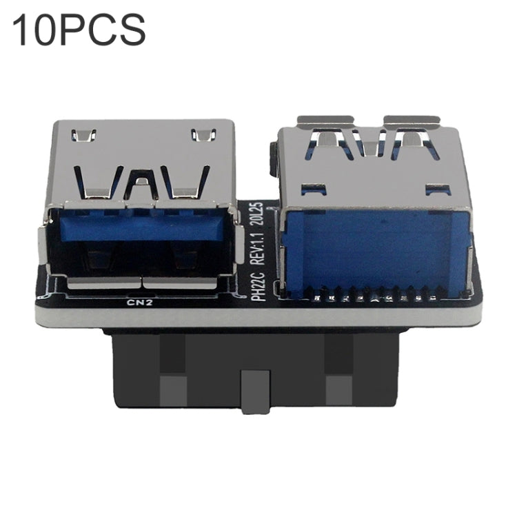 10 PCS 19/20Pin to Dual USB 3.0 Adapter Converter