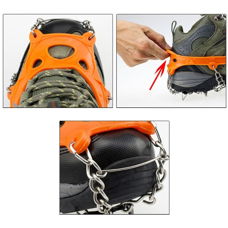 1 Pair 19 Teeth Anti-Slip Ice Gripper Hiking Climbing Chain Shoes Covers