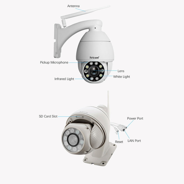 Sricam SP008C 5MP 10X Zoom IP66 Waterproof CCTV WiFi IP Camera Monitor