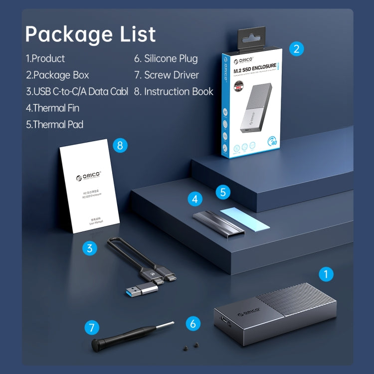 ORICO 20Gbps USB3.2 Gen2x2 Type-C M.2 NVMe SSD Enclosure
