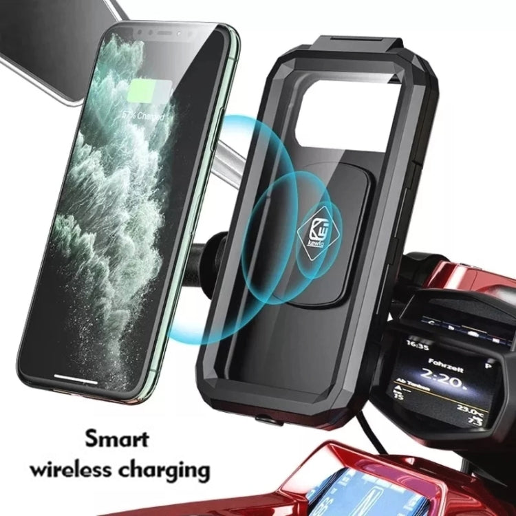 Motorcycle / Bicycle Rearview Mirror Wireless Charging Waterproof Box Mobile Phone Holder