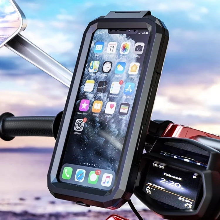 Motorcycle / Bicycle Rearview Mirror Wireless Charging Waterproof Box Mobile Phone Holder