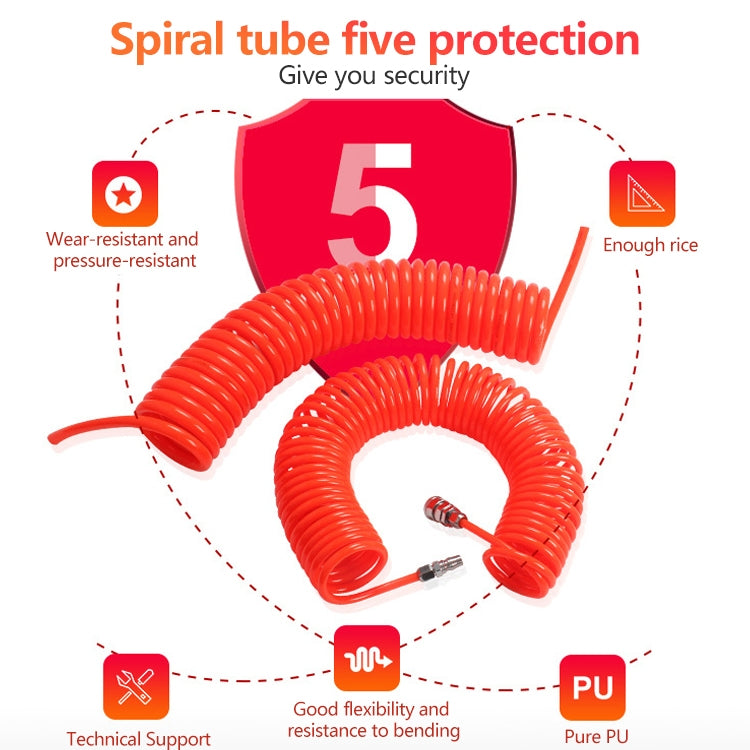 LAIZE Compressor Air Flexible PU Spring Tube with Connector