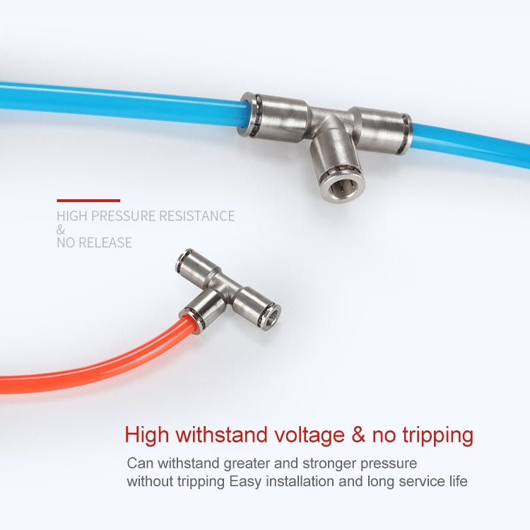 LAIZE Nickel Plated Copper Tee Pneumatic Quick Fitting Connector