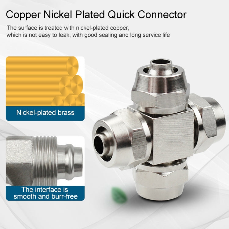 LAIZE Nickel Plated Copper Y-type Tee Pneumatic Quick Connector