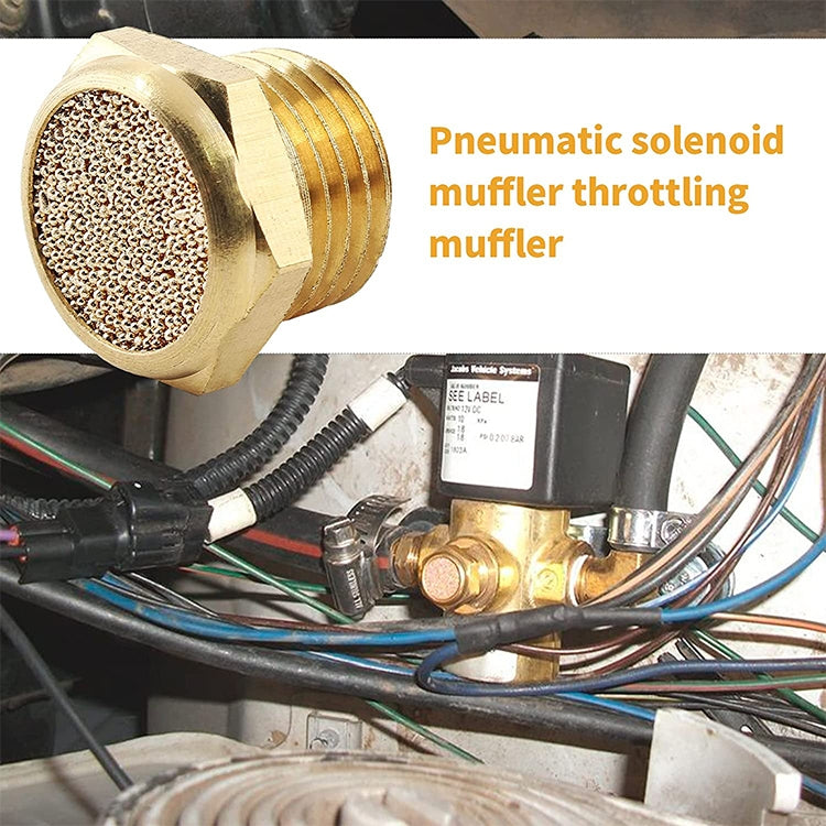 LAIZE 2pcs All Copper Flat Pneumatic Muffler, Caliber:4 Point