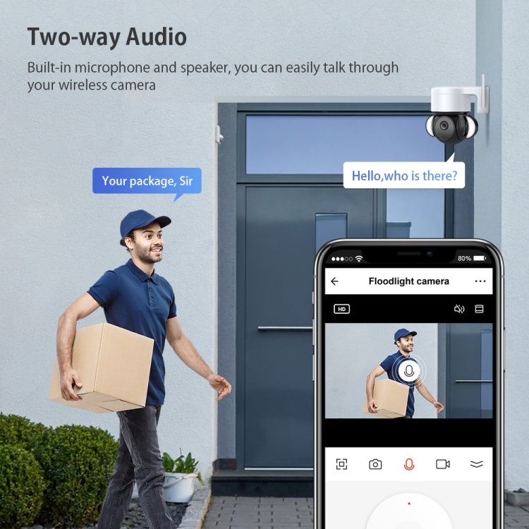 4MP Smart Security Floodlight Camera Support Two-way Audio / Night Vision