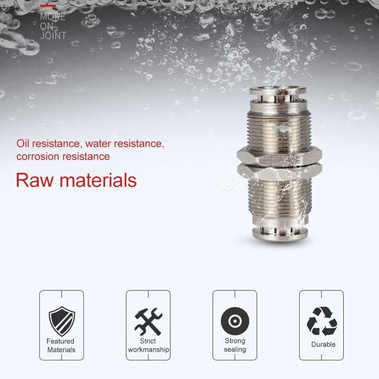 LAIZE Nickel Plated Copper Bulkhead Straight Pneumatic Quick Connector