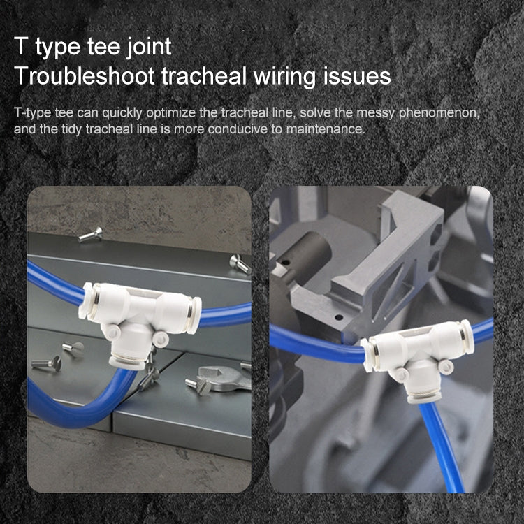 PEG6-4 LAIZE 2pcs PW T-type Tee Reducing Pneumatic Quick Fitting Connector