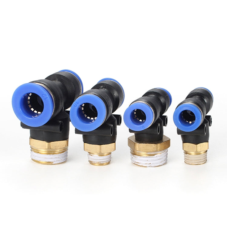 PB6-03 LAIZE 2pcs Plastic T-type Tee Male Thread Pneumatic Quick Connector