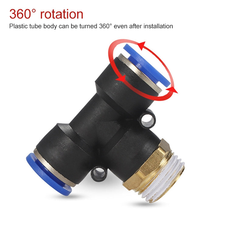 PB6-03 LAIZE 2pcs Plastic T-type Tee Male Thread Pneumatic Quick Connector
