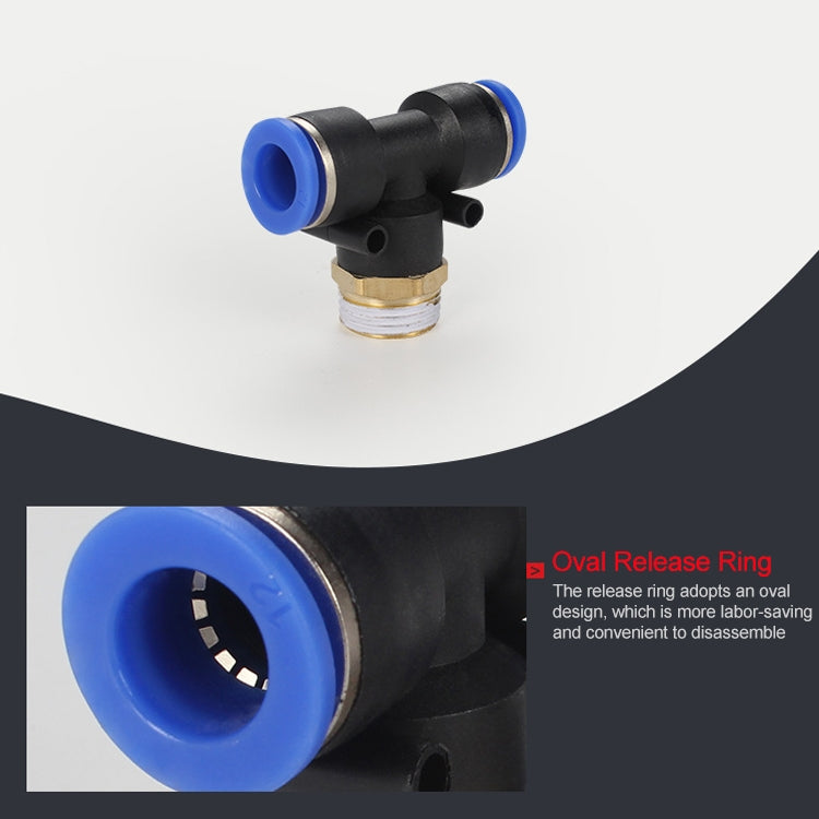 PB6-03 LAIZE 2pcs Plastic T-type Tee Male Thread Pneumatic Quick Connector
