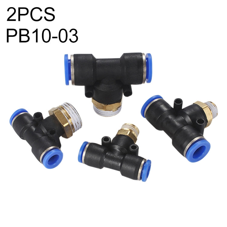 PB6-03 LAIZE 2pcs Plastic T-type Tee Male Thread Pneumatic Quick Connector