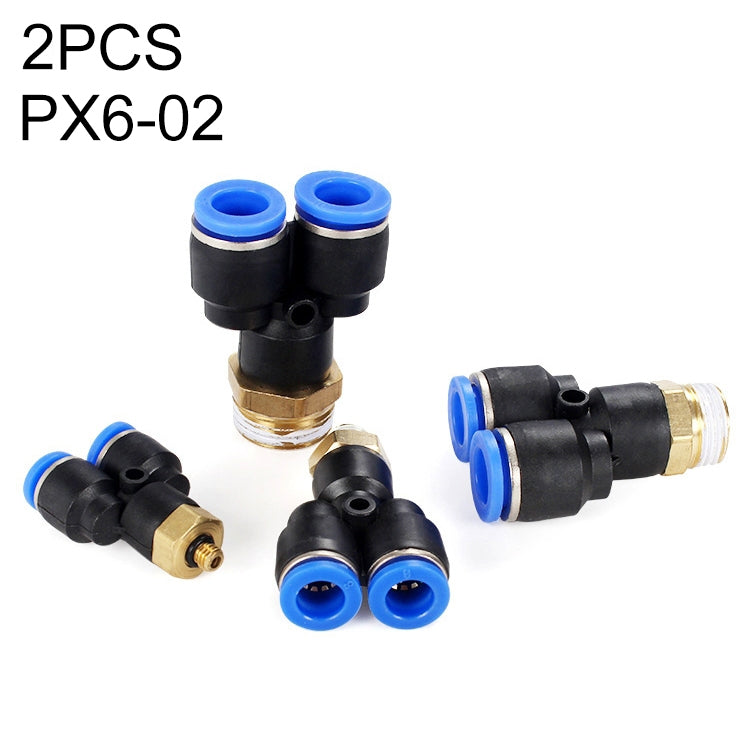PX6-02 LAIZE 2pcs Plastic Y-type Tee Male Thread Pneumatic Quick Connector