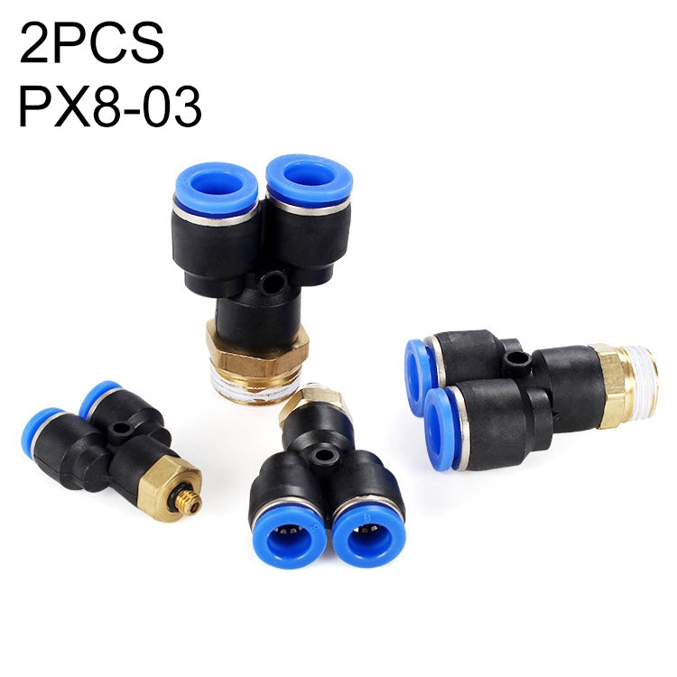 PX6-02 LAIZE 2pcs Plastic Y-type Tee Male Thread Pneumatic Quick Connector