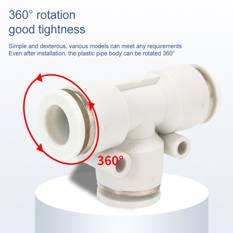 PE-10 LAIZE 2pcs PE T-type Tee Pneumatic Quick Fitting Connector