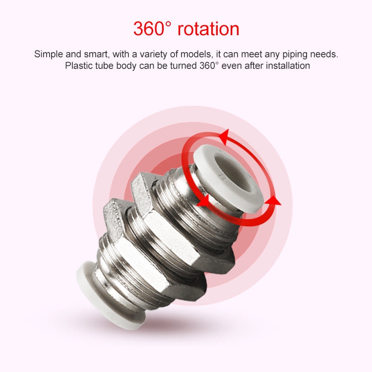 LAIZE PM Bulkhead Straight Pneumatic Quick Fitting Connector