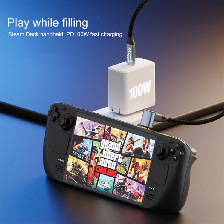 For Steam Deck Gen 100W USB-C/Type-C Male to USB-C/Type-C Female Stereo Curved Extension Cable