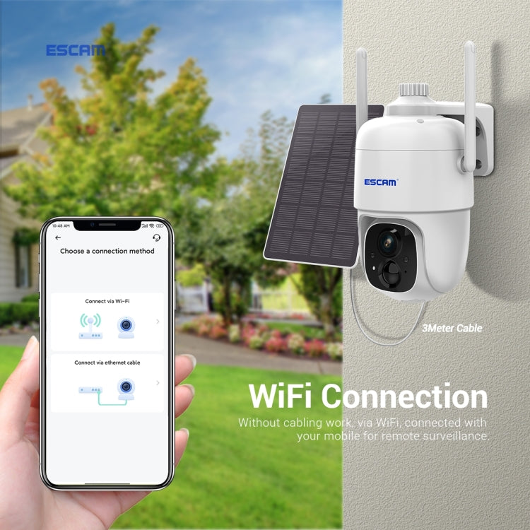 ESCAM G24 3MP WiFi Smart Night Vision Two-way Voice Intercom Solar Camera Support Full HD AI Recognition PIR Alarm