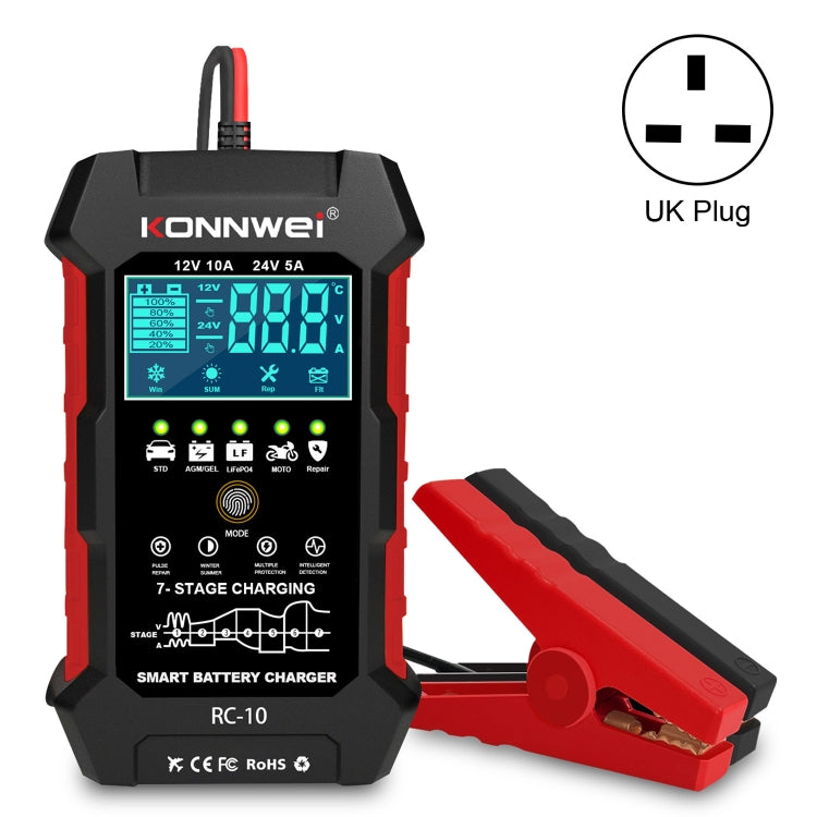 KONNWEI CR-10 2.4 inch Car Battery Charger Battery Pulse Repair Tool