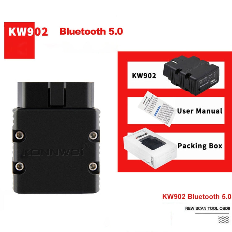 KONNWEI KW902 Bluetooth 5.0 OBD2 Car Fault Diagnostic Scan Tools Support IOS / Android