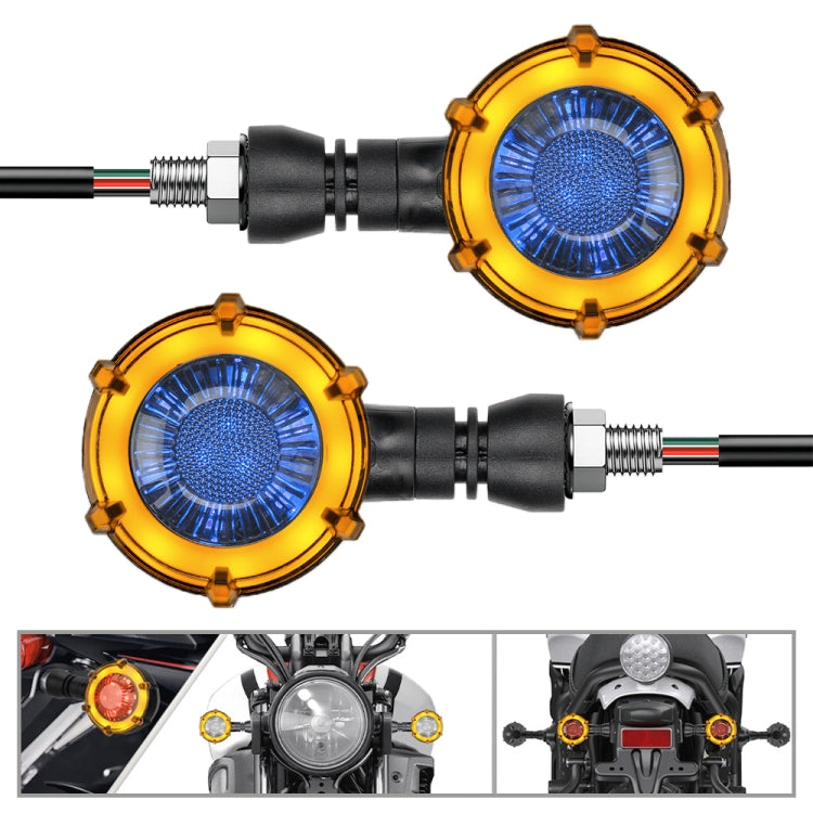 1 Pair Motorcycles Universal Rotating LED Dual-color Flow Turn Signal Light
