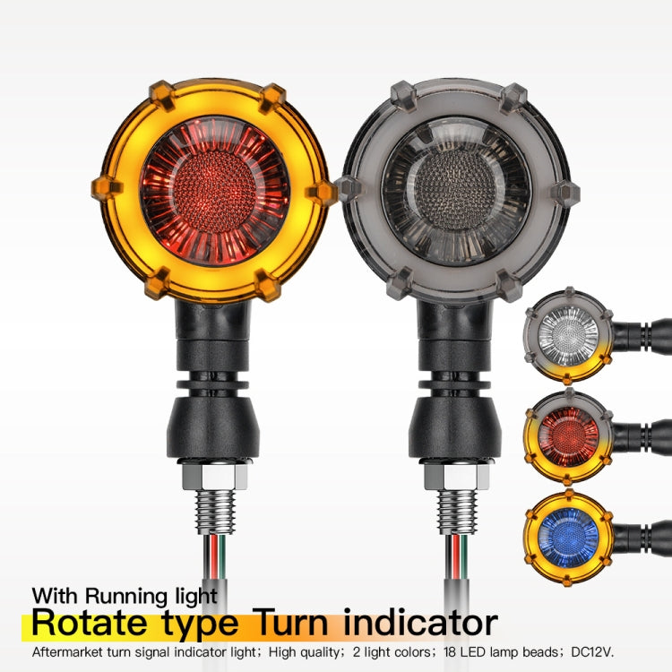 1 Pair Motorcycles Universal Rotating LED Dual-color Flow Turn Signal Light