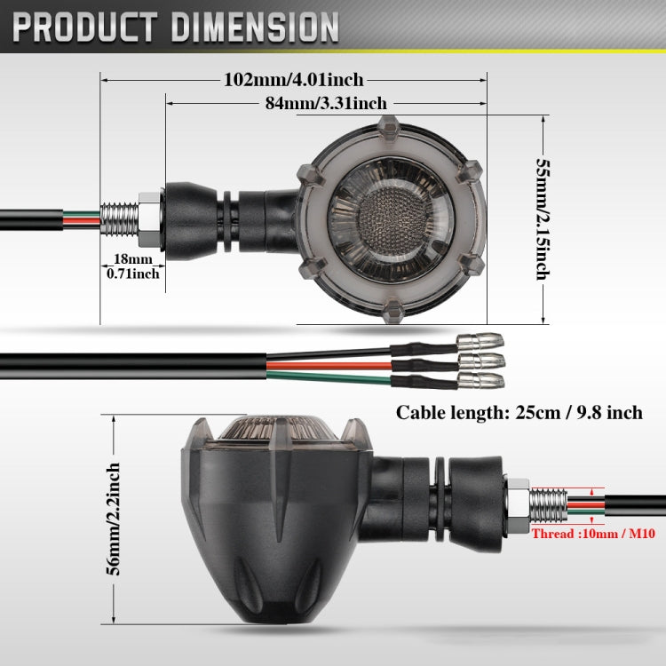1 Pair Motorcycles Universal Rotating LED Dual-color Flow Turn Signal Light