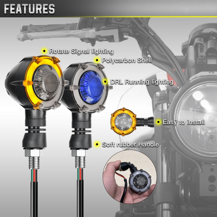 1 Pair Motorcycles Universal Rotating LED Dual-color Flow Turn Signal Light