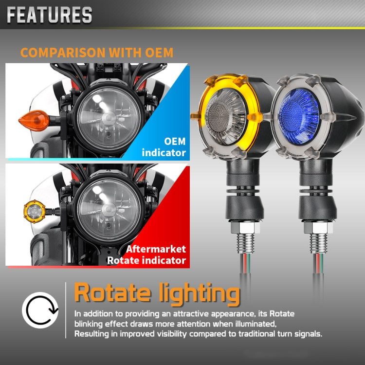 1 Pair Motorcycles Universal Rotating LED Dual-color Flow Turn Signal Light