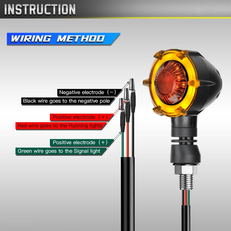 1 Pair Motorcycles Universal Rotating LED Dual-color Flow Turn Signal Light