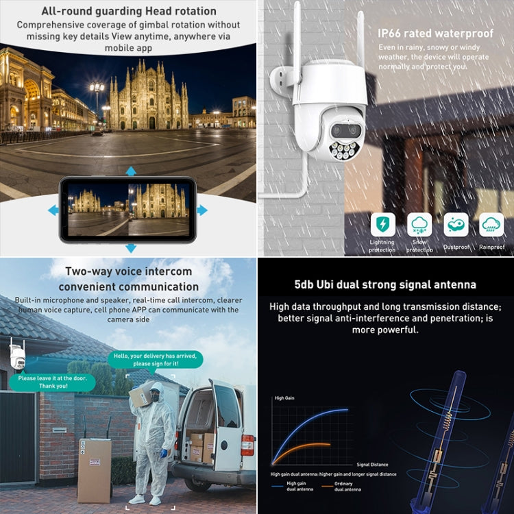 QX82 400W Dual Screen Dual Channel Synchronous Monitoring IP Camera