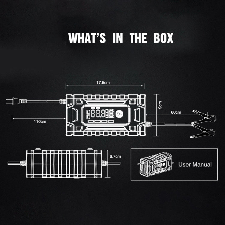 FOXSUR 12V / 24V / 10A Car / Motorcycle Battery Smart Repair Lead-acid Battery Charger