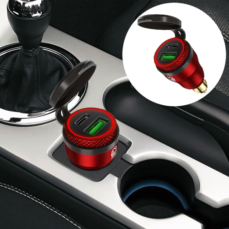 Motorcycle European-style Small-caliber Aluminum Alloy QC 3.0 + PD Fast Charge USB Charger