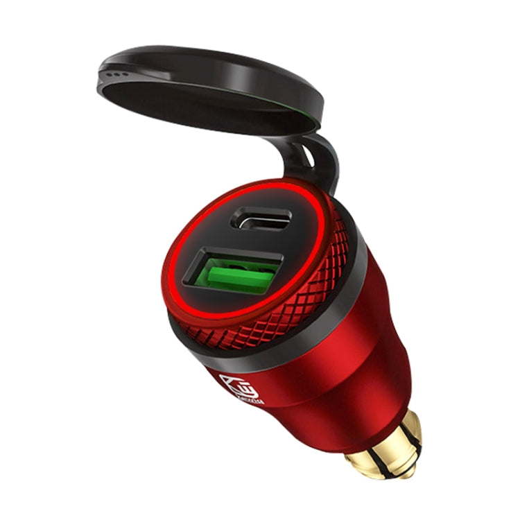 Motorcycle European-style Small-caliber Aluminum Alloy QC 3.0 + PD Fast Charge USB Charger