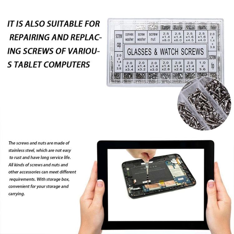 1000pcs Box Watch Glasses Repair Screw Set