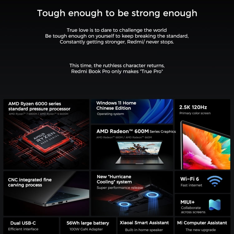Xiaomi RedmiBook Pro 14 inch Laptop 2022, Windows 11 Home Chinese Version, AMD Ryzen 7 6800H Octa Core