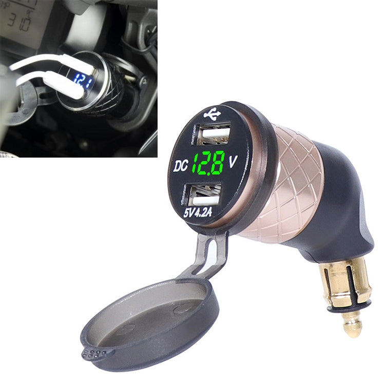 German EU Plug Special Motorcycle Elbow Charger Dual USB Voltmeter 4.2A Charger