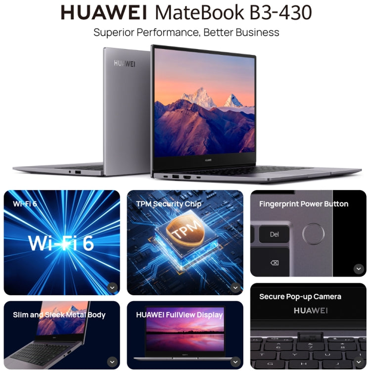 HUAWEI MateBook B3-430 Laptop, 14 inch Windows 11 Home Chinese Version, Intel 12th Gen Core i7-1260P Integrated Graphics