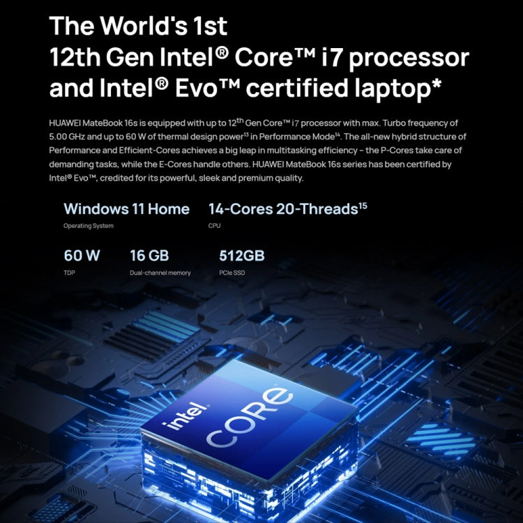 HUAWEI MateBook 16s Laptop, 16 inch Touch Screen Windows 11 Home Chinese Version, Intel 12th Gen Core i7-12700H Integrated Graphics