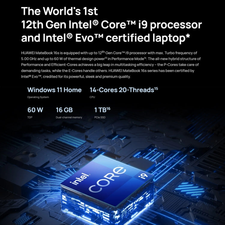 HUAWEI MateBook 16s Laptop, 16 inch Touch Screen Windows 11 Home Chinese Version, Intel 12th Gen Core i9-12900H Integrated Graphics