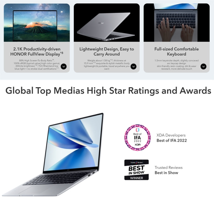 HONOR MagicBook 14 2022 Laptop, 14 inch Windows 11 Home Chinese Version, Intel 12th Gen Core i5-12500H MX550 Discrete Graphics