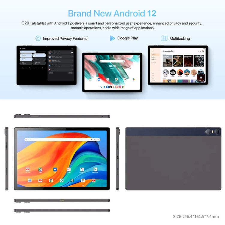 G20 4G LTE Tablet PC 10.51 inch, Android 12 Unisoc Tiger T616 Octa Core, Support Dual SIM