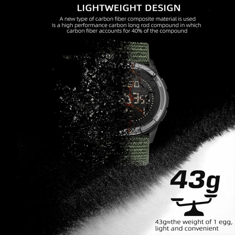 NORTH EDGE ALPS Outdoor Waterproof Men Carbon Fiber Digital Nylon Strap Smart Sports Watch