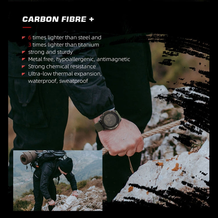 NORTH EDGE ALPS Outdoor Waterproof Men Carbon Fiber Digital Nylon Strap Smart Sports Watch