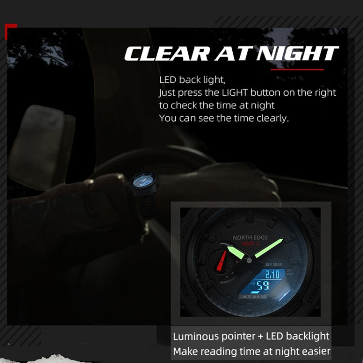 NORTH EDGE MARS3 Outdoor Waterproof Men Carbon Fiber Electronic Sports Watch