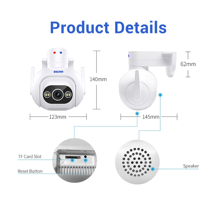 ESCAM PT304 HD 4MP Humanoid Detection Tracking WiFi Connection Sound Alarm Intelligent Night Vision H.265 Camera