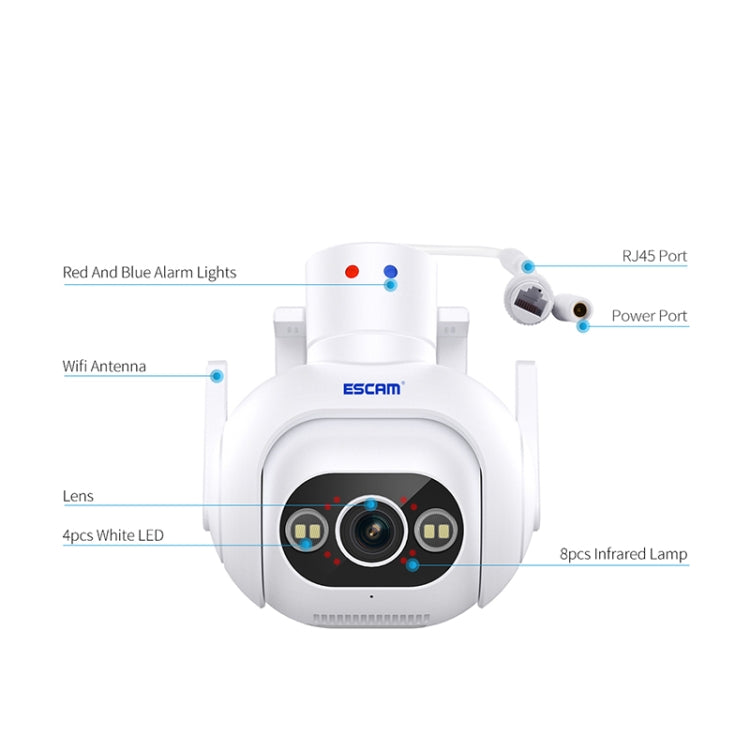 ESCAM PT304 HD 4MP Humanoid Detection Tracking WiFi Connection Sound Alarm Intelligent Night Vision H.265 Camera